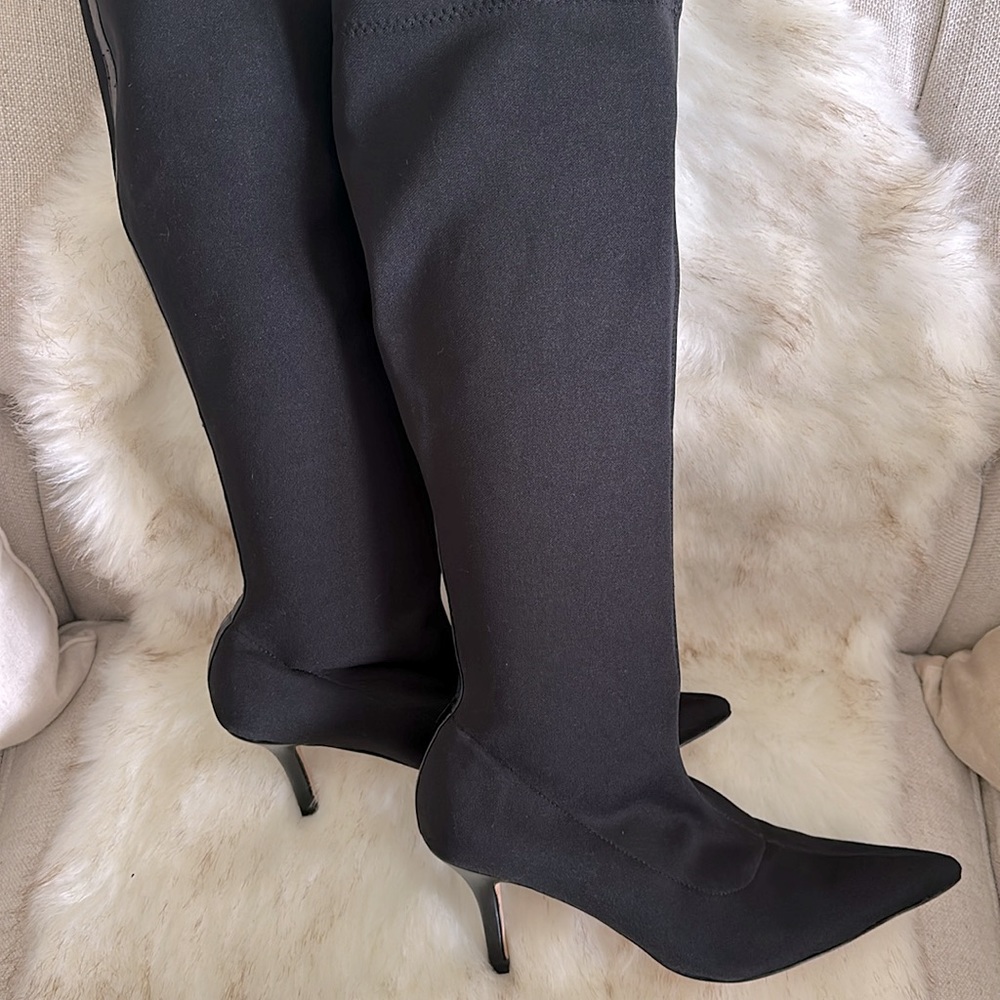 Martinez Valero stretch micro fabric knee-high black boots size 8 1/2